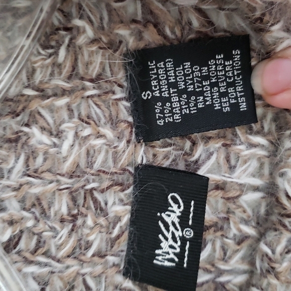 Mossimo loose knit mock neck sweater, angora wool blend, taupe gray, women large - Picture 5 of 6